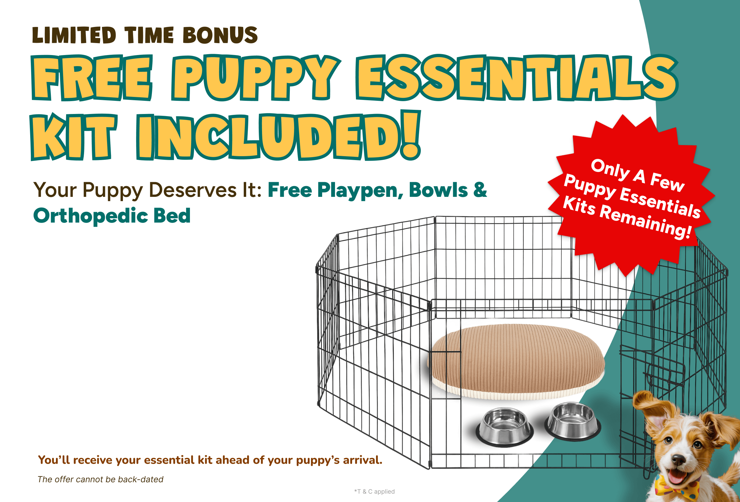Free Puppy Essentials Kit Included!